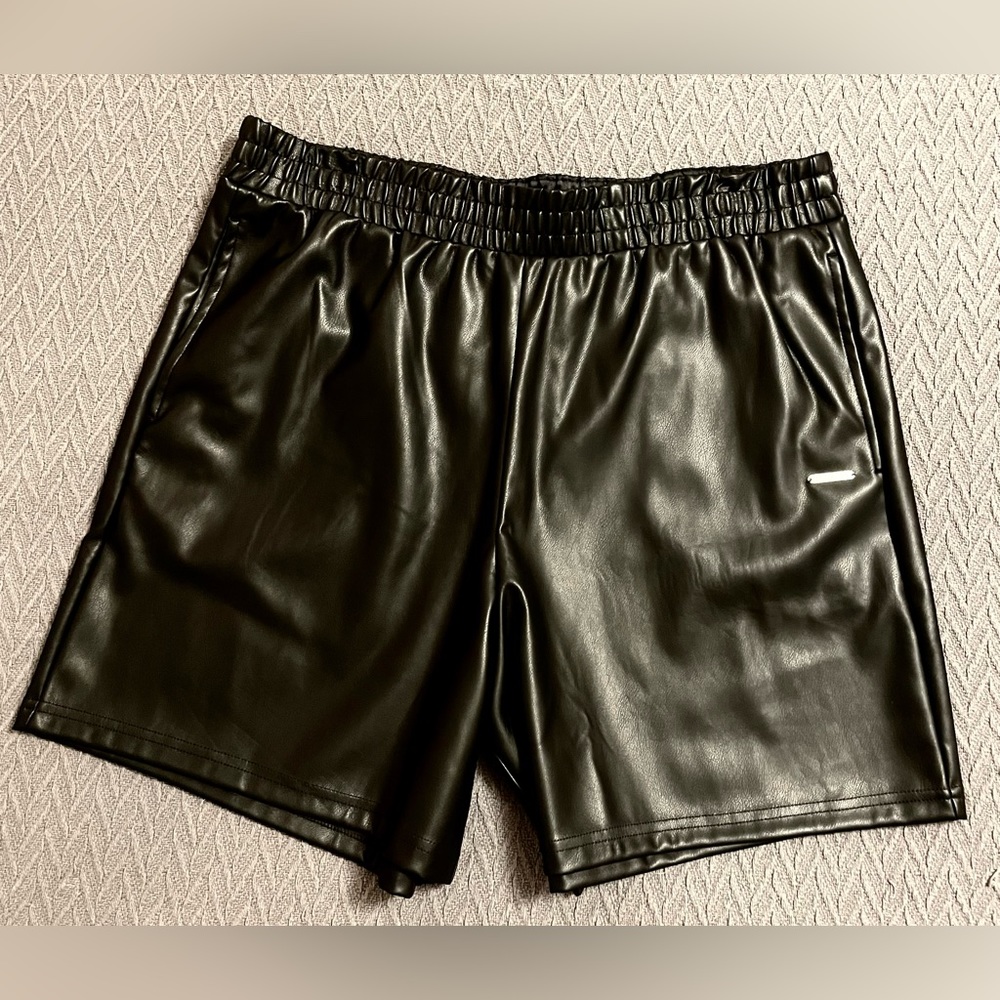 High-waisted Black Vegan Leather Short. Dress it Up with Heels or cute booties!